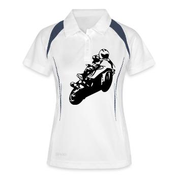 Superbike HP4 Wheelie - Frauen Polo atmungsaktiv - Weiß/Navy - Vorne