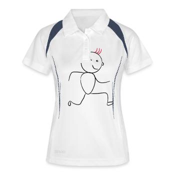 Läufer mit bunten Haaren - Frauen Polo atmungsaktiv - Weiß/Navy - Vorne