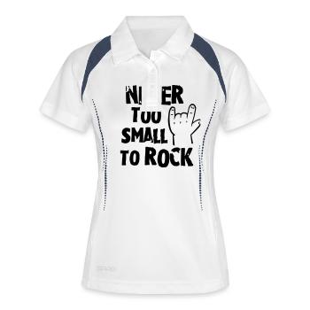 never too small to rock - geburt - baby -kleinkind - Women's Polo breathable - white/navy - Front