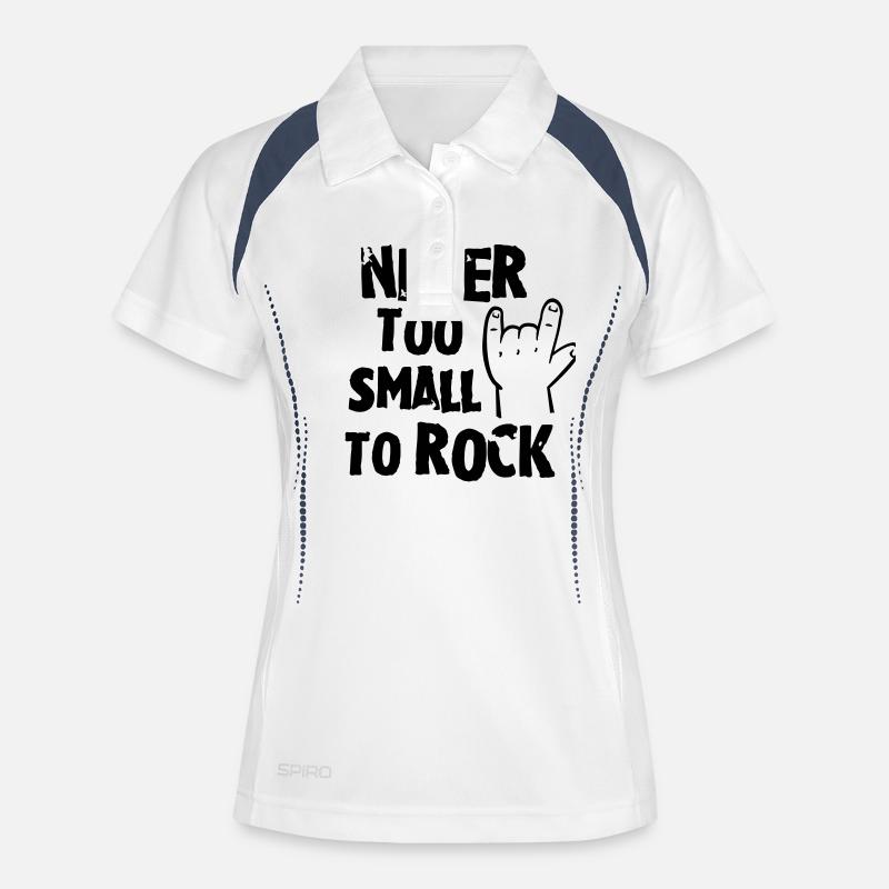 never too small to rock - geburt - baby -kleinkind - Women's Polo breathable - white/navy