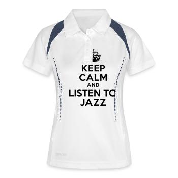 Bewahren Sie Ruhe und hören Sie Jazz - Frauen Polo atmungsaktiv - Weiß/Navy - Vorne