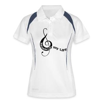 musiknote03 - Polo respirant Femme - blanc/marine - Devant
