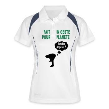 humour écolo - Polo respirant Femme - blanc/marine - Devant