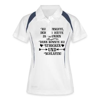 Stricken und Schlafen - Frauen Polo atmungsaktiv - Weiß/Navy - Vorne