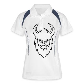 wikinger_001 - Frauen Polo atmungsaktiv - Weiß/Navy - Vorne