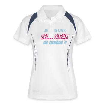 ICH BIN EINE VERRÜCKTE SCHWÄGERIN!! - Frauen Polo atmungsaktiv - Weiß/Navy - Vorne