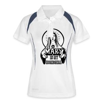 Mary is my homegirl - Frauen Polo atmungsaktiv - Weiß/Navy - Vorne