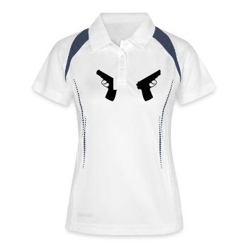Pistolen - Frauen Polo atmungsaktiv - Weiß/Navy - Vorne