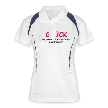 Glück ist... - Frauen Polo atmungsaktiv - Weiß/Navy - Vorne