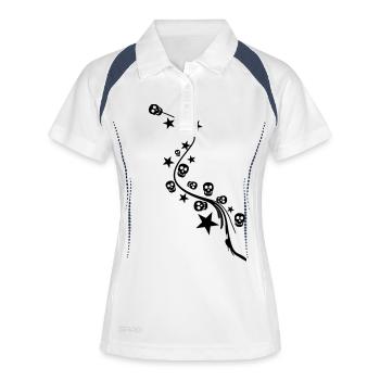 Totenstern - Frauen Polo atmungsaktiv - Weiß/Navy - Vorne