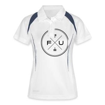 FU – Fuck you - Frauen Polo atmungsaktiv - Weiß/Navy - Vorne