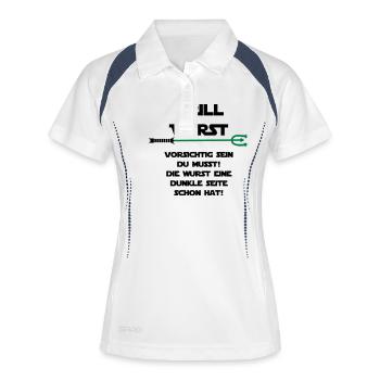 Grill Wurst dunkle Seite - Frauen Polo atmungsaktiv - Weiß/Navy - Vorne