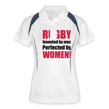 rugby - Polo respirant Femme - blanc/marine - Devant