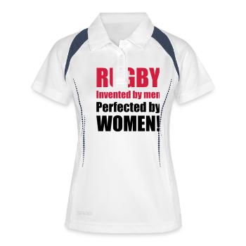 women_02 - Polo respirant Femme - blanc/marine - Devant