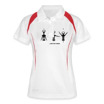 Wein-Workout - Frauen Polo atmungsaktiv - Weiß/Navy - Vorne