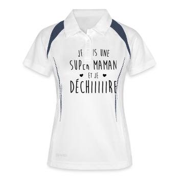 Je suis une super maman et je déchire - Polo respirant Femme - blanc/marine - Devant