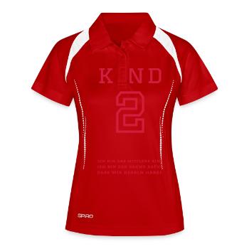 Kind 2 (personalisierbar) - Frauen Polo atmungsaktiv - Weiß/Navy - Vorne