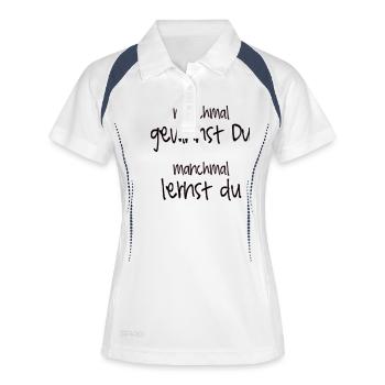 Manchmal gewinnst Du, manchmal lernst du. - Frauen Polo atmungsaktiv - Weiß/Navy - Vorne