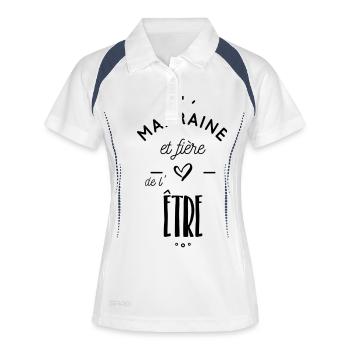 Marraine fière - Polo respirant Femme - blanc/marine - Devant