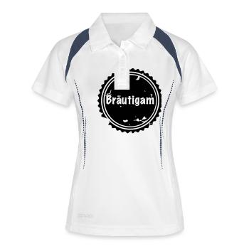 Bräutigam Badge - Frauen Polo atmungsaktiv - Weiß/Navy - Vorne