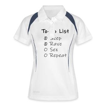 to do list sleep rave sex repeat lustig Spruch Fun - Frauen Polo atmungsaktiv - Weiß/Navy - Vorne