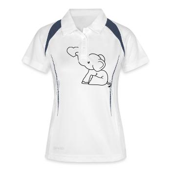 elefant herz liebe schenken verliebt sitzend suess - Frauen Polo atmungsaktiv - Weiß/Navy - Vorne