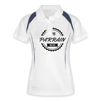 super parrain for ever filleul baptème - Polo respirant Femme - blanc/marine - Devant