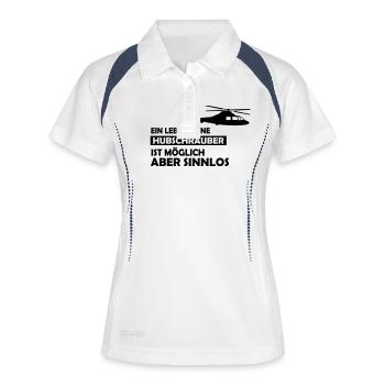 ein leben ohne hubschrauber - Frauen Polo atmungsaktiv - Weiß/Navy - Vorne