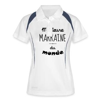 Patin / Pate / Patentochter / Patensohn - Frauen Polo atmungsaktiv - Weiß/Navy - Vorne
