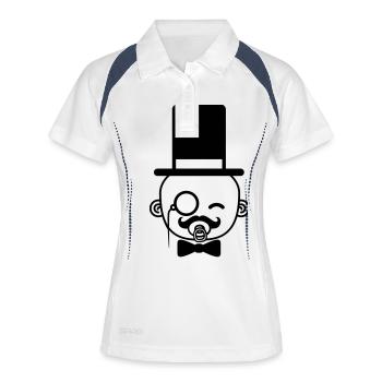 kopf gesicht sir herr gentlemen mustache schnurrba - Frauen Polo atmungsaktiv - Weiß/Navy - Vorne