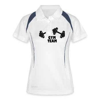 hantel_gym_team_001 - Polo respirant Femme - blanc/marine - Devant
