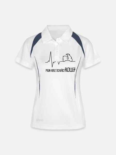 mein herz schlägt roller - Frauen Polo atmungsaktiv - Weiß/Navy