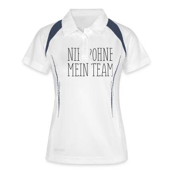 nie ohne mein team hand - Frauen Polo atmungsaktiv - Weiß/Navy - Vorne
