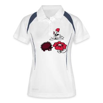Igel - Frauen Polo atmungsaktiv - Weiß/Navy - Vorne