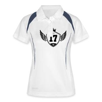 17 Couronne d’armoiries - Polo respirant Femme - blanc/marine - Devant