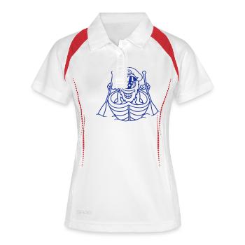 Freches Böses Monster Paddelt Kapitän Lustig Süß - Frauen Polo atmungsaktiv - Weiß/Navy - Vorne
