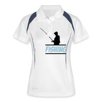 fishing 02 - Frauen Polo atmungsaktiv - Weiß/Navy - Vorne