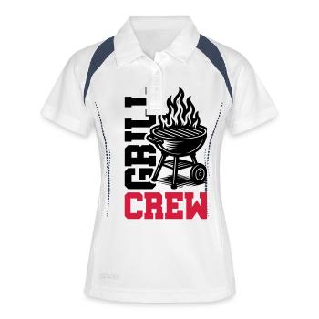 Grill Crew - Frauen Polo atmungsaktiv - Weiß/Navy - Vorne