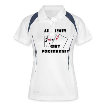 Apfelsaft gibt Pokerkraft - Frauen Polo atmungsaktiv - Weiß/Navy - Vorne
