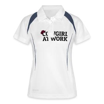 Cowgirls at work - Frauen Polo atmungsaktiv - Weiß/Navy - Vorne
