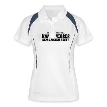 Gott schuf Himmel und Erde - Handwerker den Rest - Frauen Polo atmungsaktiv - Weiß/Navy - Vorne