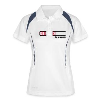 Genius in progress - Frauen Polo atmungsaktiv - Weiß/Navy - Vorne