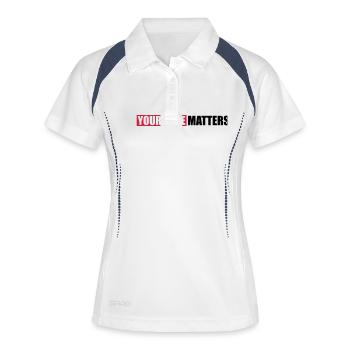 your vote matters Zitat - Frauen Polo atmungsaktiv - Weiß/Navy - Vorne