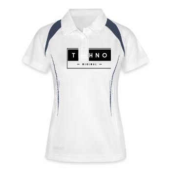 TECHNO Minimal - Frauen Polo atmungsaktiv - Weiß/Navy - Vorne