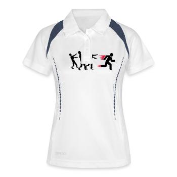 Run From Zombies - Frauen Polo atmungsaktiv - Weiß/Navy - Vorne
