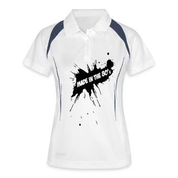 Made in the 80's - Frauen Polo atmungsaktiv - Weiß/Navy - Vorne