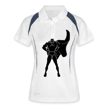 super hero - Polo respirant Femme - blanc/marine - Devant