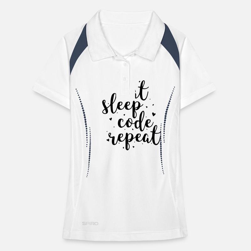 Eat sleep code repeat mit Herzchen Frauen Polo atmungsaktiv