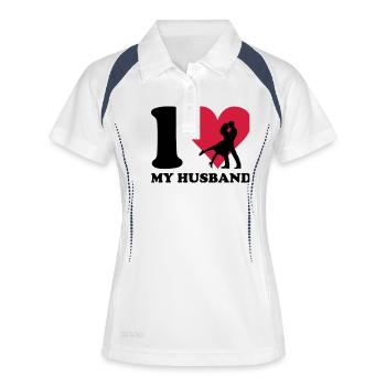 I love my Husband - Frauen Polo atmungsaktiv - Weiß/Navy - Vorne