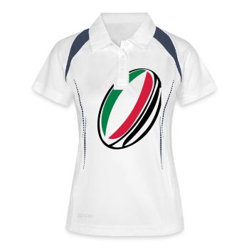italy rugby ball - Women's Polo breathable - white/navy - Front